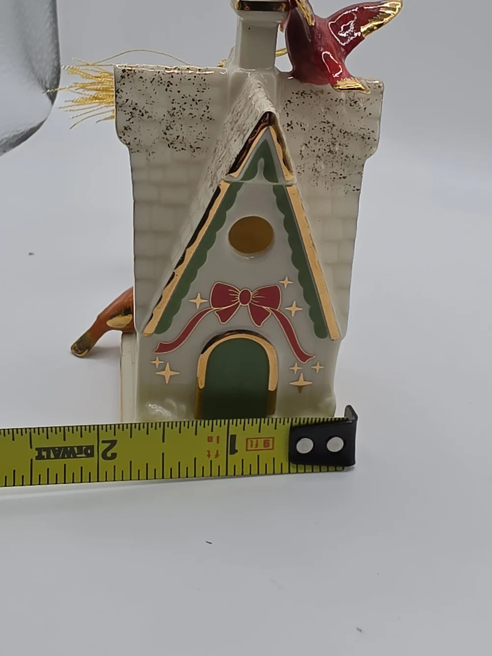 Lenox 2004 White & Gold Cardinal Birdhouse Holiday Ornament